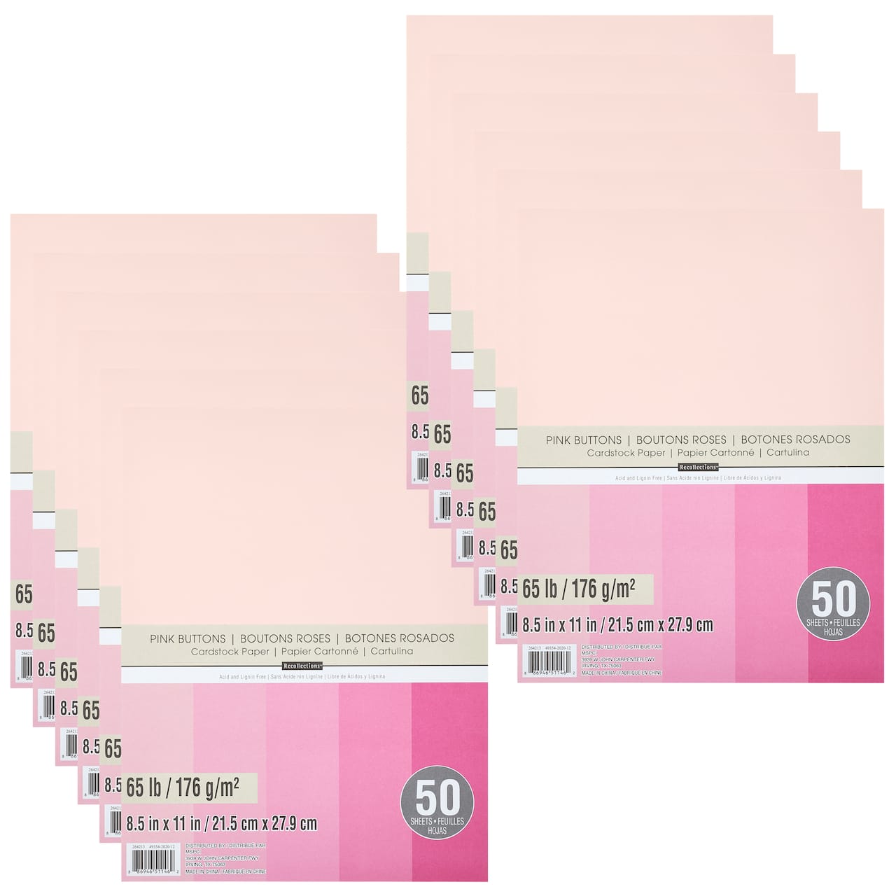 12 Packs: 50 ct. (600 total) Pink Buttons 8.5 x 11 Cardstock Paper by  Recollections™